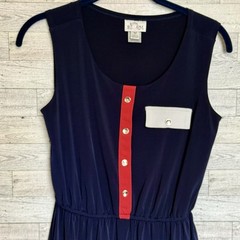 Sweet Storm Color Block Dress Womens Sz: Medium Navy, Salmon, White Gold Buttons