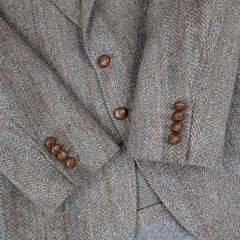 Vintage Harris Tweed Jacket Mens 38 Brown Herringbone Blazer Sport Coat USA 80s