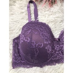 PLUS SZ WOMEN’S Purple Black fuchsia by Secret Lace Full Coverage Bra 44C UW