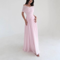 Light Elegant Cross-design Short-sleeve Maxi Dresssoft And Romantic Sizes S-XL