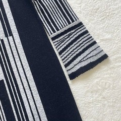 Mame Kurogouchi Multi Stripe Jacquard Knit Dress High Neck Black White Auth