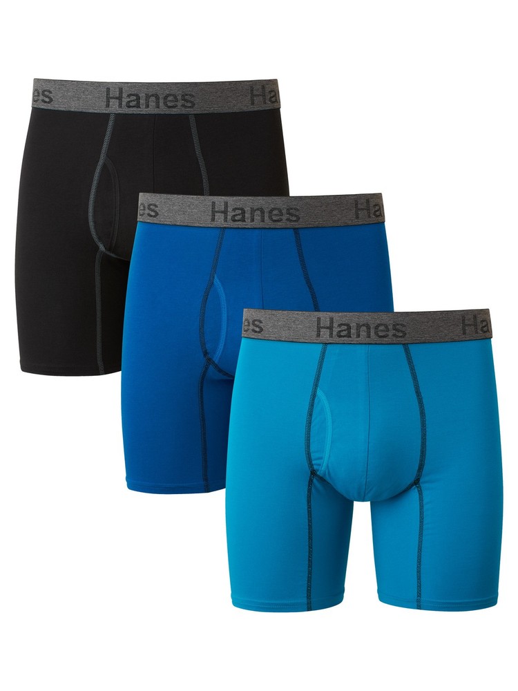 Hanes Men’s 3-Pack Comfort Flex Boxer Briefs Fit Ultra Soft Cotton Stretch Wick