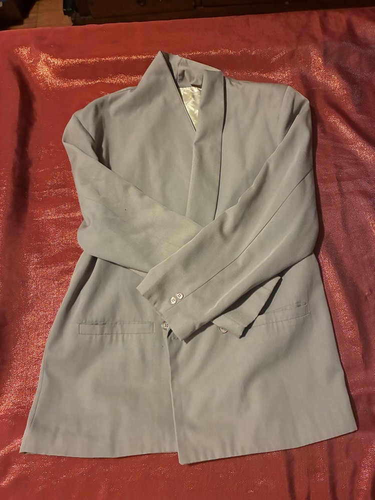 Retro Blazer Womens Not Specified Beige Shawl Collar Long Sleeve Classic