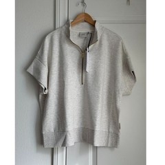 Varley Ritchie Short Sleeve Sweat in Ivory Marl, Size X-Large