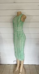 New ZARA Woman Green Tie Dye Tulle Mesh Midi Dress Ruched Sexy Size M 570K