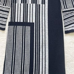 Mame Kurogouchi Multi Stripe Jacquard Knit Dress High Neck Black White Auth
