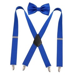 Men’s 1.37 inch Suspender and Pre-tied Bow Tie Set Royal Blue