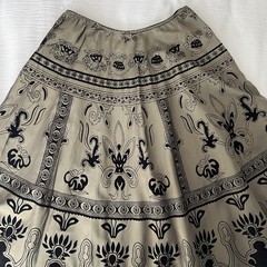 MSK A-line Skirt M Floral Flocked Velvet Satin Midi Whimsigoth Boho Gothic Black