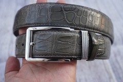 W 1.5 inch – Gray Genuine Crocodile Belly Leather Skin Men’s Belt #R42