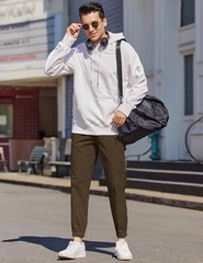Coofandy Pants Cargo Solid Mens Casual Joggers Elastic Drawstring Chino Hiking