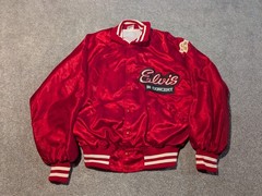 Vintage Elvis Presley Jacket Mens XL Red In Concert Howe Satin Bomber 70s