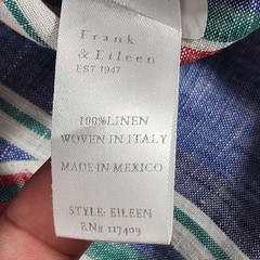 Frank & Eileen Shirt Womens Small Eileen Linen Multicolor Stripe Button Up