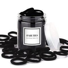 iFwevs 50PCS Black Hair Ties,Cotton Seamless Ponytail Holders,No Damage Elastics