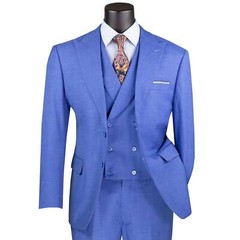 VINCI Men’s Textured 3pc Modern Suit w/ Adj Waist – 36S-56L, 4 Colors – NEW