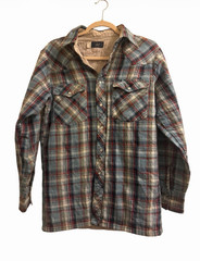 Wrangler Plaid Pearl Buttons Western Button-Up Shirt Jacket Men S Long Sleeve