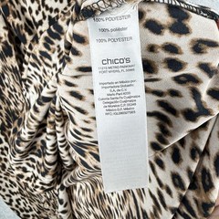 Chico’s Leopard Print Blouse Womens S Button Front Stretch Hidden Button Pockets
