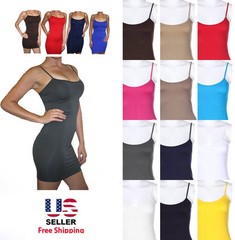 Women Camisole Spaghetti Strap Long Tank Top Layering Mini Dress Free Ship $8.99