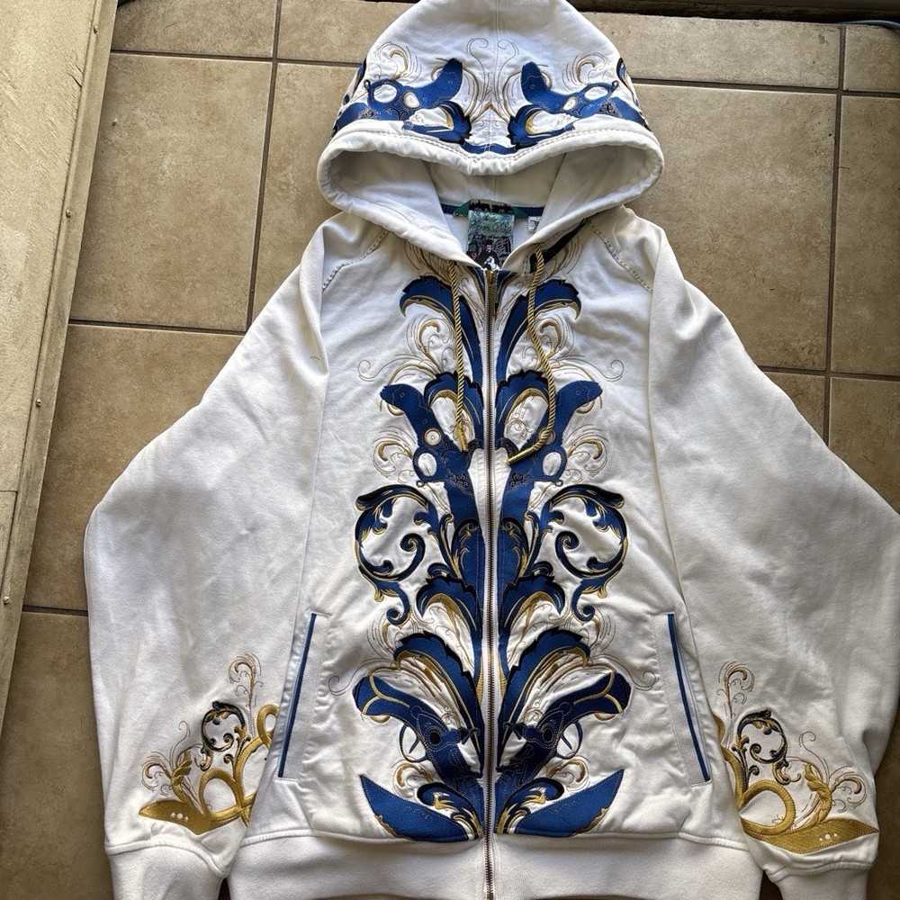 Rare vintage y2k jesse pinkman like white and gold artful dodger hoodie size 2xl