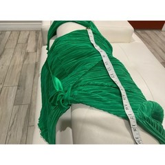 Glamorous Green Pleated Wrap Dress Long Sleeve Tie Waist Mini