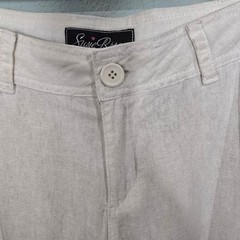 Susie Rose Linen Blend Pants Juniors 13 Cream Straight Leg Casual Summer Coastal