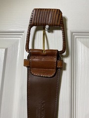 Axcess Leather Belt Made In Italy Brown Wide Woven Buckle Medium 26-30.5 inches