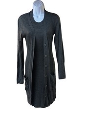 ATM Anthony Thomas Melillo Silk Wool Cashmere Rib Knit Dress Cardigan Set S/M