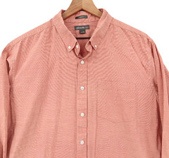 Eddie Bauer Shirt Mens XLT Light Red Plaid Cotton Lightweight Classic Fit L/S