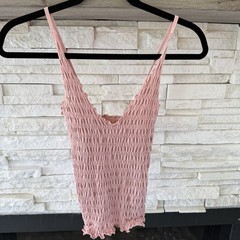 Free People Intimately Smocked V-Neck Dusty Pink Spaghetti Strap Tank Top Size M