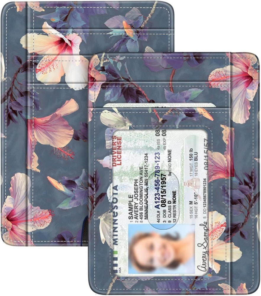 RFID Blocking Credit Card Holder with ID Window Slim Minimalist Wallet Card Case