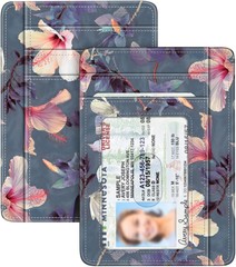 RFID Blocking Credit Card Holder with ID Window Slim Minimalist Wallet Card Case