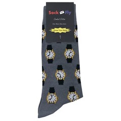 NWT Wrist Watch Dress Socks Novelty Men 8-12 Gray Crazy Fun Sockfly