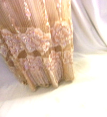 Exquisite Vintage Sheer Lace & Pearl Blush Gown By Digna Yero 8 Amazing