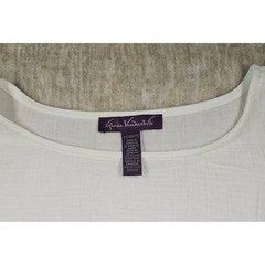 Gloria Vanderbilt Womens White 100% Cotton Gauze Short Sleeve Top XXL Slit Hem