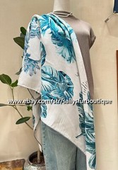 Sallys Cashmere & Silk Wrap Scarf Tulips Print 2 Face Triangle Shawl 190*90cm