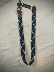 Polo Ralph Lauren Belt Webbed Stretch Cotton Leather Buckle Engraved Logo Size M