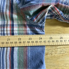 Chaps Sun Drenched Poplin Shirt Mens Large Blue Plaid Short Sleeve Button *READ