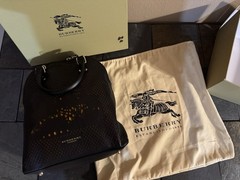 Burberry Women’s Prorsum Black Leather Handbag Purse with Dust Bag Pre-Owned
