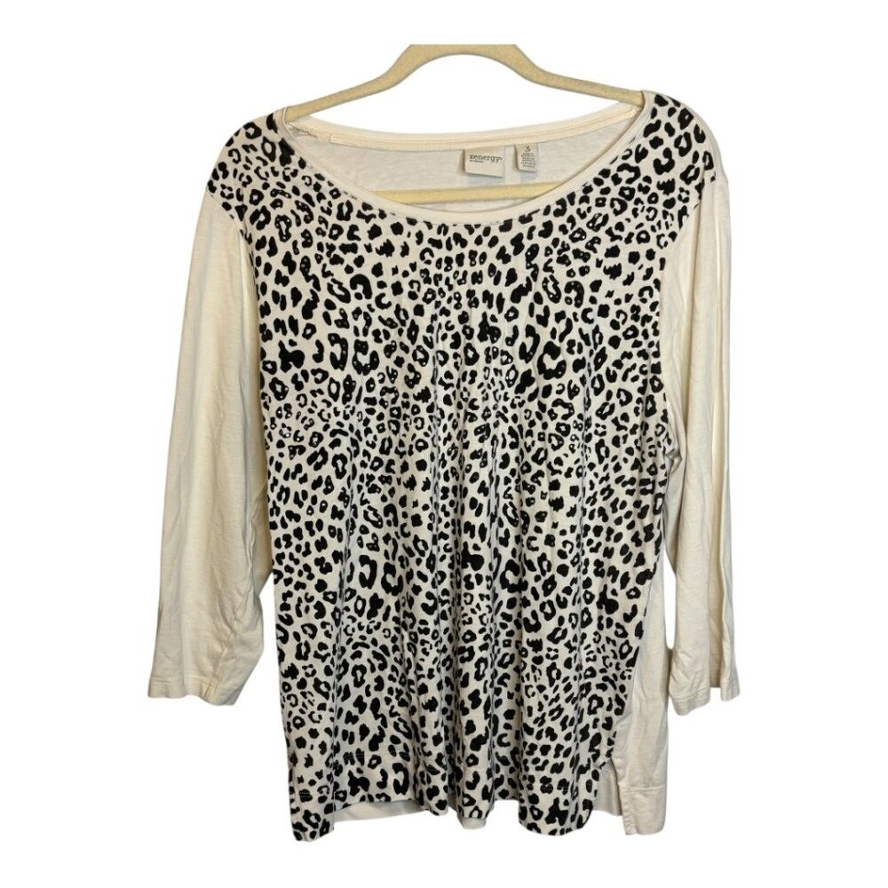 Chico’s Blouse Women’s Size XL Zenergy Animal Print Long Sleeve Chicos 3