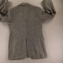 VTG Tweed Jacket 38L ST Gray Herringbone 100% Wool Blazer Sport Coat