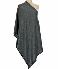 100% Cashmere Poncho Sweater Dark Gray Heavier Knit Artisan Made in Nepal OS