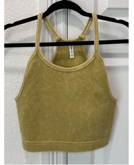 ZENANA Women’s Olive Ribbed Racerback Cropped Tank Scoop Neck Stretch 1X/2X