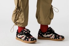 Steve Madden Men’s Low Top Lace-Up Floral Sneaker Black Red White Tan US 6