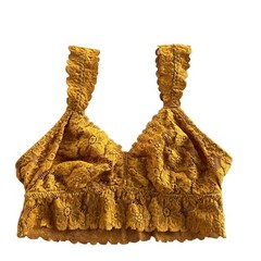 Aerie Women’s S Mustard Yellow Honey Golden Lace Adjustable Straps Bralette Boho