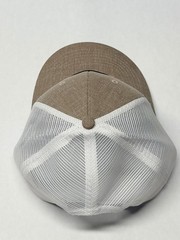 Snap On Tan White Mesh Adjustable SnapBack Logo Trucker Hat Cap Never Compromise
