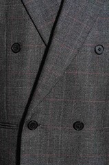 41R 40R Vintage 90s Double-Breasted Gray Overcheck 2-Piece Suit Trousers Jacket