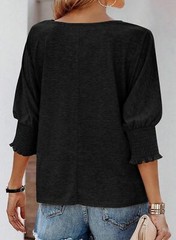 Women’s 3/4 Sleeve Crewneck T-Shirt Casual Loose Fit Soft Basic Blouse Top