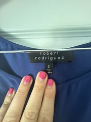 Robert Rodriguez Sleeveless Asymmetrical High-Low Silk Dress in Navy Blue
