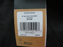 Mens The North Face Toro Peak 3 in 1 Triclimate Waterproof Hooded Jacket Black