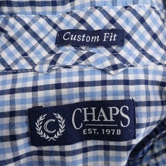 Chaps Shirt Custom Fit Mens L Blue Check Long Sleeve Button Down Cotton Casual