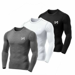 Mens Compression Shirt Thermal Base-Layer Sports Top Long-Sleeve Gym Cool Dry